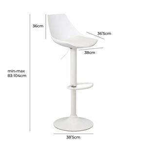 Biele barové stoličky v súprave s nastaviteľnou výškou 2 ks z imitácie kože (výška sedadla 56,5 cm) – Casa Selección