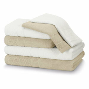 Biele/béžové froté bavlnené uteráky a osušky v súprave 6 ks Rubrum – AmeliaHome