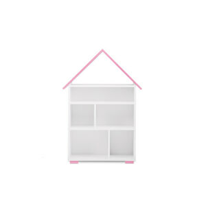 Regál PABIS domček - biela/ružová