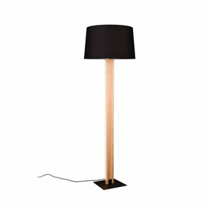 Čierna/v prírodnej farbe stojacia lampa s textilným tienidlom (výška  150 cm) Rahul – Trio