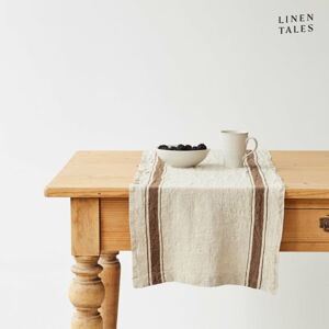 Ľanový behúň na stôl 40x200 cm Mocca Stripe Vintage – Linen Tales