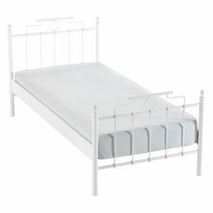 Biela kovová jednolôžková posteľ s roštom 120x200 cm Hatkus – Kalune Design