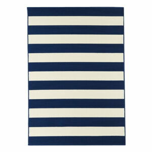 Modro-biely vonkajší koberec Floorita Stripes, 133 × 190 cm