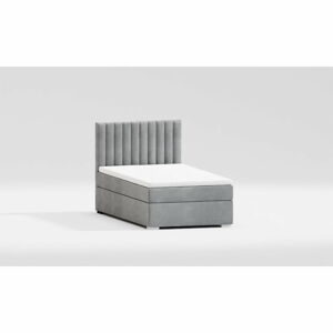 Svetlosivá čalúnená jednolôžková posteľ s úložným priestorom s roštom 100x200 cm Bunny – Ropez