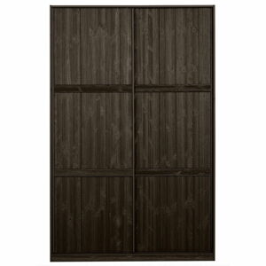 Tmavohnedá šatníková skriňa s posuvnými dverami z borovicového dreva s posuvnými dverami 139x215 cm Katoi – BePureHome