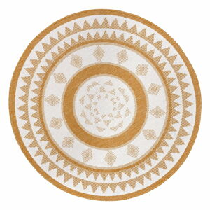 Okrovožltý/biely okrúhly vonkajší koberec ø 200 cm Jamaica – NORTHRUGS