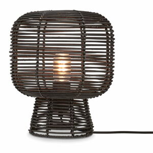 Čierna stolová lampa s ratanovým tienidlom (výška  30 cm) Tanami – Good&Mojo
