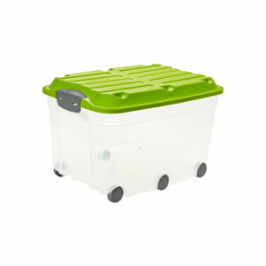 Plastový úložný box s vekom na kolieskach 57 l Roller - Rotho