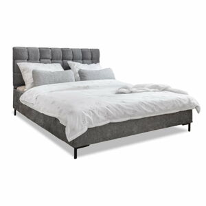 Sivá čalúnená dvojlôžková posteľ s roštom 180x200 cm Eve – Miuform