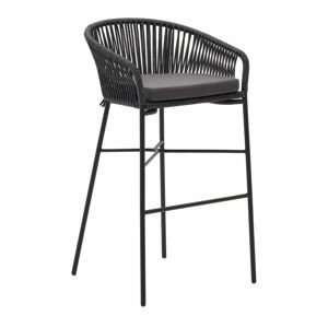 Čierne oceľové barové stoličky v súprave 4 ks (výška sedadla 80 cm) Yanet – Kave Home