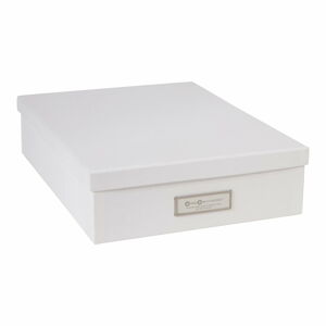 Biely úložný box s menovkou na dokumenty Bigso Box of Sweden Oskar, veľkosť A4