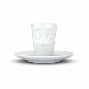 Biela sklamaná porcelánová šálka na espresso s tanierikom 58products, objem 80 ml