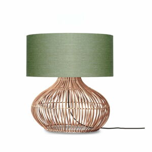 Zelená/v prírodnej farbe stolová lampa s textilným tienidlom (výška  60 cm) Kalahari – Good&Mojo