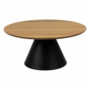 Čierny/v prírodnej farbe okrúhly konferenčný stolík s doskou v dubovom dekore ø 85 cm Soli – Actona