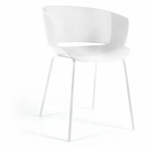 Biela kovová/plastová záhradná stolička Yeray – Kave Home