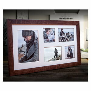 Tmavohnedý rámček na 5 fotografií Styler Narvik, 51 × 27 cm