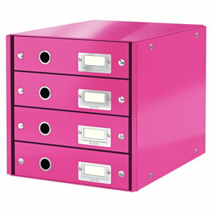 Ružový kartónový organizér na dokumenty Click&Store - Leitz