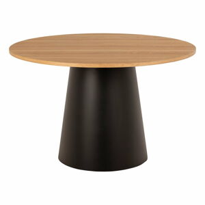Čierny/v prírodnej farbe okrúhly jedálenský stôl s doskou v dubovom dekore ø 120 cm Soli – Actona