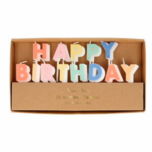 Tortové sviečky v súprave 13 ks Happy Birthday – Meri Meri