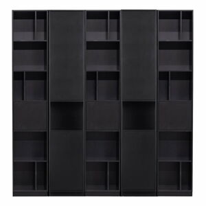 Čierna modulárna knižnica z borovicového dreva 200x210 cm Finca – WOOOD
