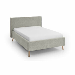 Krémovobiela čalúnená dvojlôžková posteľ s úložným priestorom s roštom 140x200 cm Riva – Meise Möbel