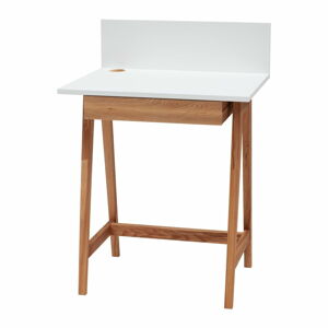 Biely písací stôl s podnožím z jaseňového dreva Ragaba Luka Oak, dĺžka 65 cm