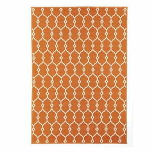 Oranžový vonkajší koberec Floorita Trellis, 133 × 190 cm
