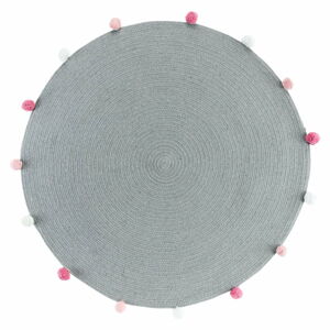 Svetlosivý okrúhly koberec ø 90 cm Pompomparty – douceur d'intérieur