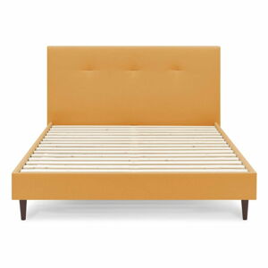 Žltá čalúnená dvojlôžková posteľ s roštom 160x200 cm Tory - Bobochic Paris