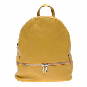 Žltý kožený batoh na zips Anna Luchini