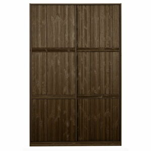 Hnedá šatníková skriňa s posuvnými dverami z borovicového dreva s posuvnými dverami 139x215 cm Katoi – BePureHome