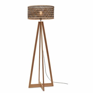 Čierna/v prírodnej farbe stojacia lampa s bambusovým tienidlom (výška  145 cm) Java – Good&Mojo