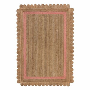 Ružový/v prírodnej farbe ručne tkaný jutový koberec 120x170 cm Grace – Flair Rugs