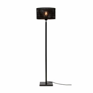 Čierna stojacia lampa s bambusovým tienidlom (výška  128 cm) Java – Good&Mojo