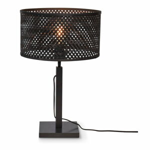Čierna stolová lampa s bambusovým tienidlom (výška  38 cm) Java – Good&Mojo