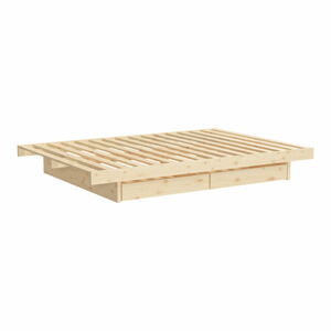 Jednolôžková posteľ z borovicového dreva s úložným priestorom s roštom 120x200 cm v prírodnej farbe Kanso – Karup Design