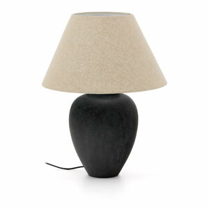 Čierna/béžová stolová lampa s textilným tienidlom (výška  60 cm) Mercadal – Kave Home