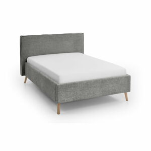 Sivá čalúnená dvojlôžková posteľ s úložným priestorom s roštom 140x200 cm Riva – Meise Möbel