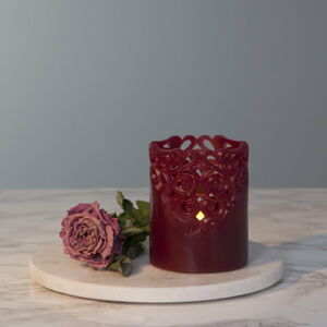 Červená vosková LED sviečka Star Trading Clary, výška 10 cm