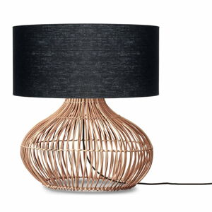 Čierna/v prírodnej farbe stolová lampa s textilným tienidlom (výška  60 cm) Kalahari – Good&Mojo