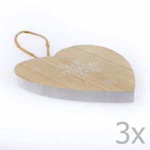 Sada 3 závesných drevených sŕdc Dakls Snowflake, 11 cm
