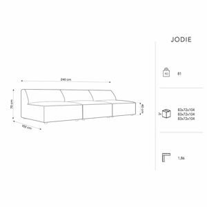 Sivá zamatová pohovka 240 cm Jodie – Micadoni Home