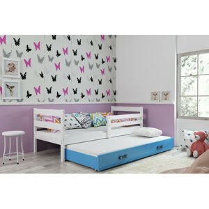 Detská posteľ s výsuvnou posteľou ERYK 200x90 cm Modrá Biela
