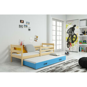 Detská posteľ s výsuvnou posteľou ERYK 200x90 cm Modrá Borovica
