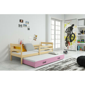 Detská posteľ s výsuvnou posteľou ERYK 200x90 cm Ružová Borovica