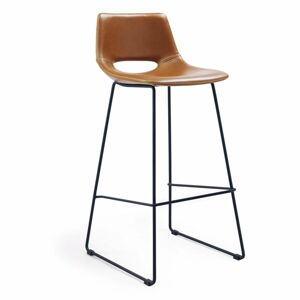 Koňakovohnedé barové stoličky v súprave 2 ks z imitácie kože (výška sedadla 76 cm) Zahara – Kave Home