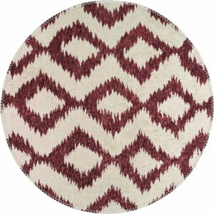 Vínový/biely prateľný okrúhly koberec ø 100 cm - Vitaus
