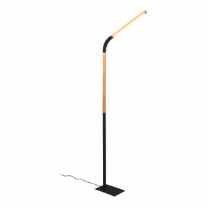 Čierna/v prírodnej farbe LED stojacia lampa s dreveným tienidlom (výška  169,5 cm) Norris – Trio
