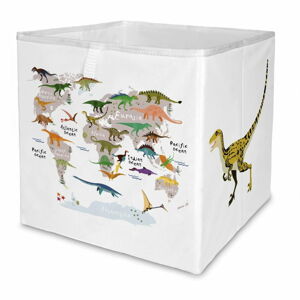 Biely látkový detský organizér na hračky 32x32x32 cm Dino World Map – Butter Kings