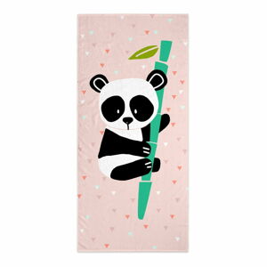 Svetloružová detská osuška 150x70 cm Panda - Moshi Moshi